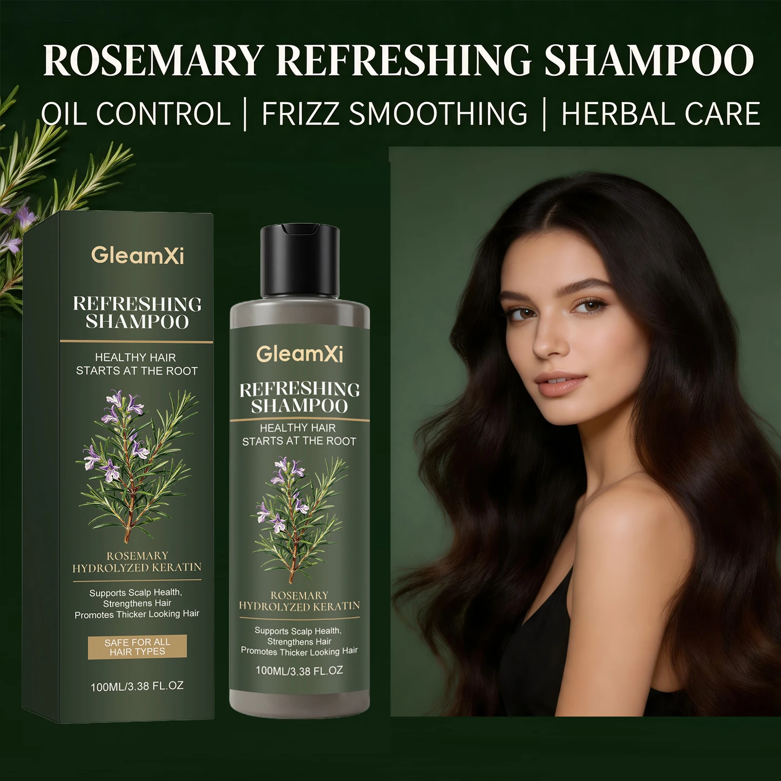 Rosemary Refreshing Shampoo Oil Control Scalp Cleansing Shampo Strengthen Thin Weak Hair Anti Frizz Volumizing Fuller Hair Care