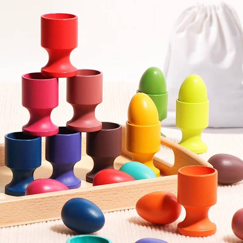 Montessori aids - Color classification - Wooden egg cups Early childhood education, puzzle exercises, for infants and children