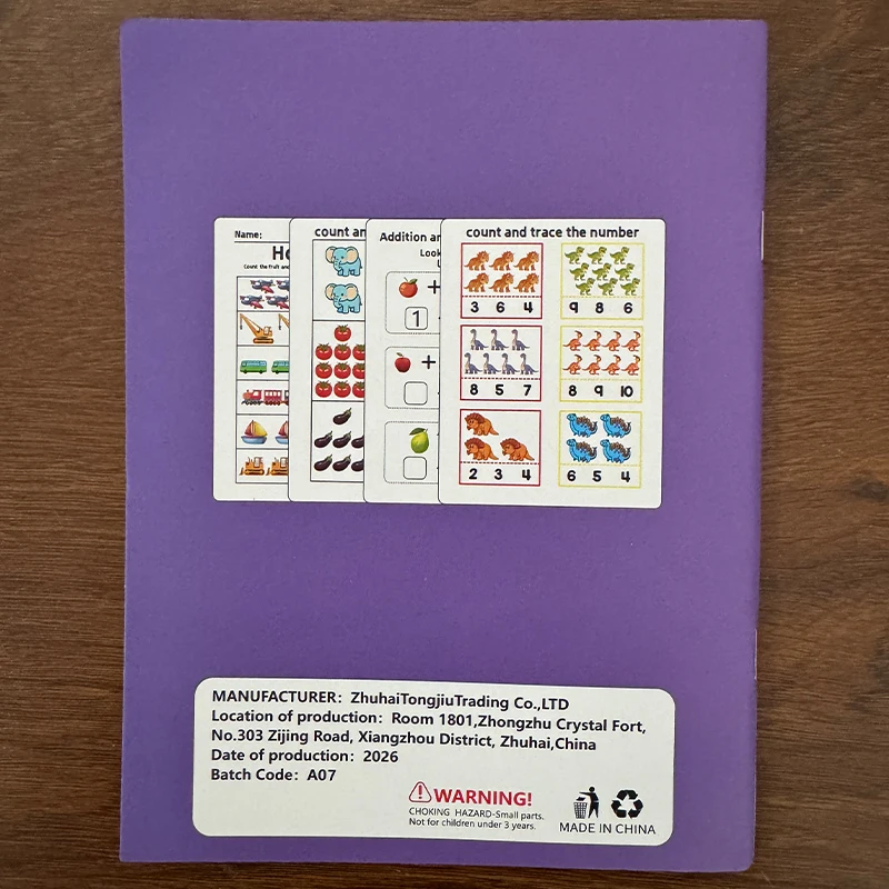 Number Tracing Math Workbook Count & Trace Digits Addition Subtraction Practice Sheets Preschool Educational Activity BooK
