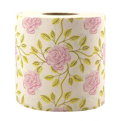 Rollo de papel higiénico con estampado de flores decorativas, servilleta de Baño Para el hogar, oficina, taller, toalla de cocina