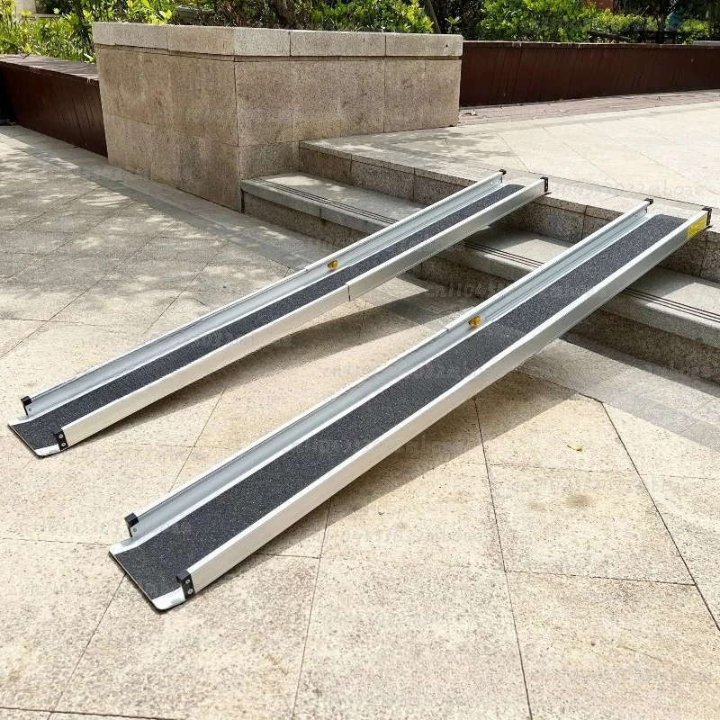 Assist wheelchair with step artifact, retractable aluminum ramp