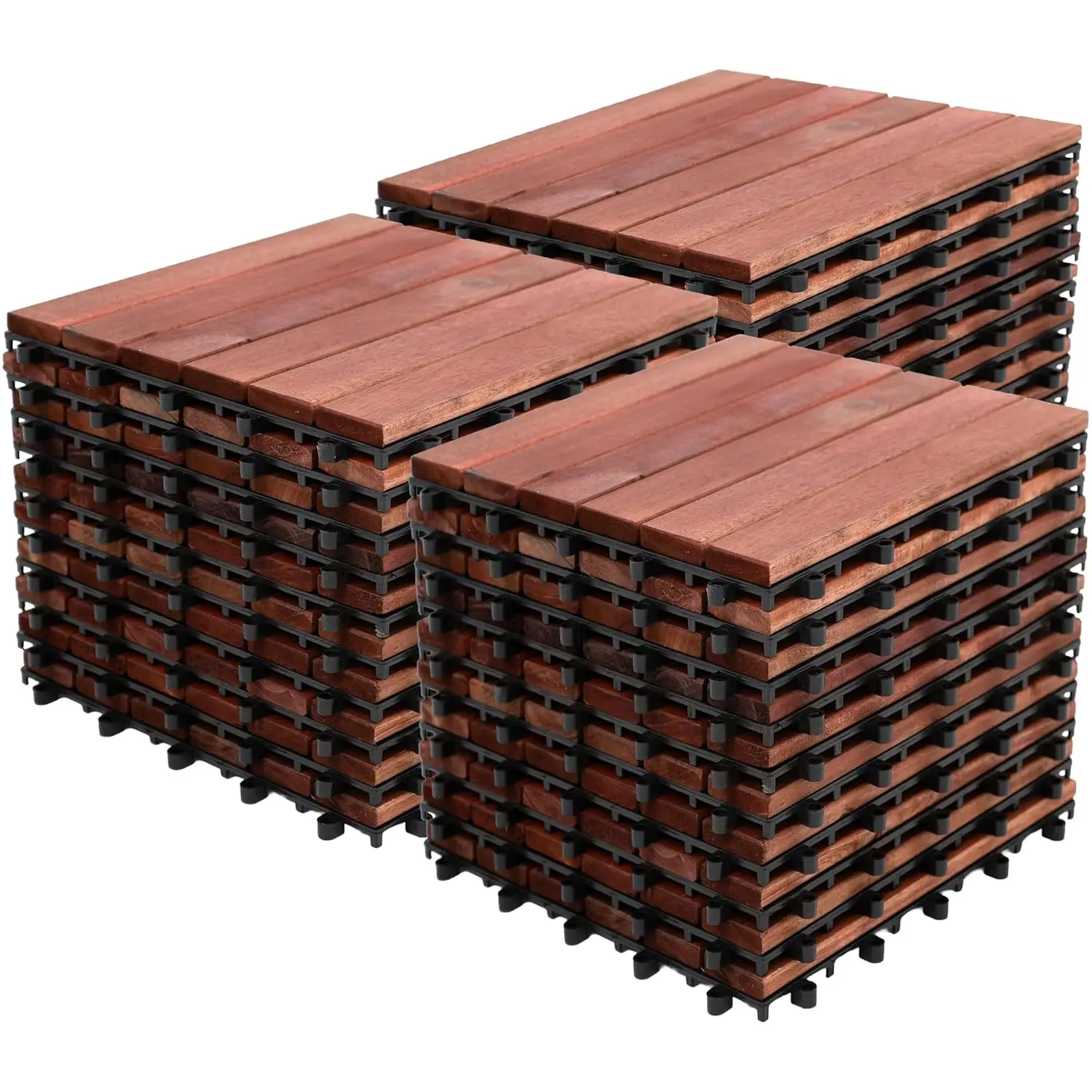

Bliss Outdoors Hardwood 6-Slat Interlocking Deck Tiles, Acacia Wooden Waterproof Patio Flooring for Balcony Indoor and Outdoor,