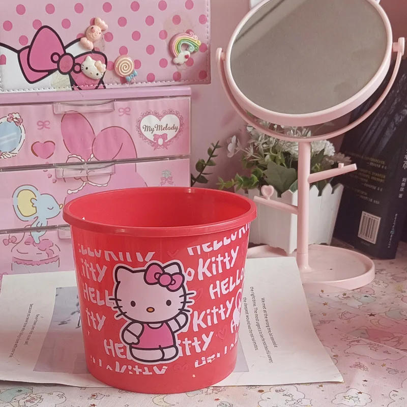 Kawaii Sanrio Hellokitty Kleine Mini Vuilnisbak Voor Dames Thuis Desktop Opslag Voor Opbergbak Desktop Zonder Deksel Vuilnisbak