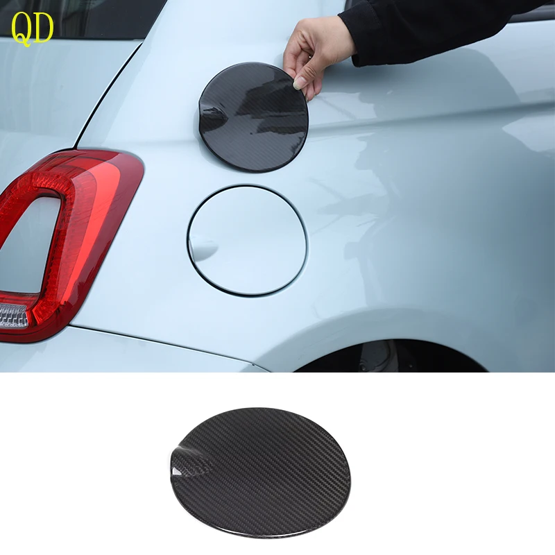 

For Fiat 500 2016-2025 Real Carbon Fiber Car Fuel Tank Decorative Cover Sticker Car Exterior Protection Accessories 1Pcs