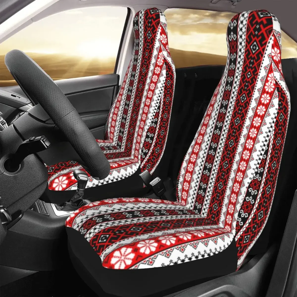 Bold Ukraine Style Vyshyvanka Embroidery Car Seat Cover 3D Print Boho Seat Covers Fit for Cars SUV Auto Protector Accessories