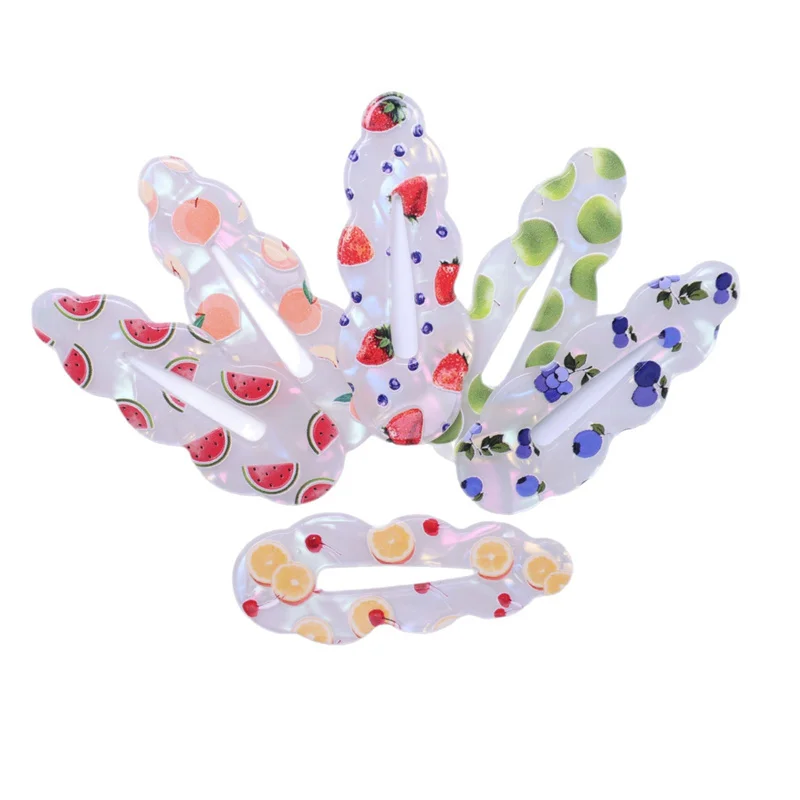 New arrived 50pcs/lot color Fruit pattern print geometry shape acrylic cabochon beads diy jewelry garment hair accessory