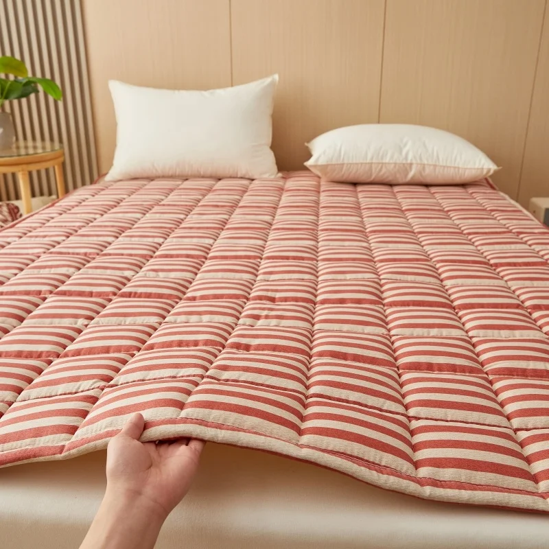 Brownish Red Foldable Sleeping Mat Mattress Student Dormitory Single Bedding Pad Home Thicken Warm Double Bed Mattresses 매트리스