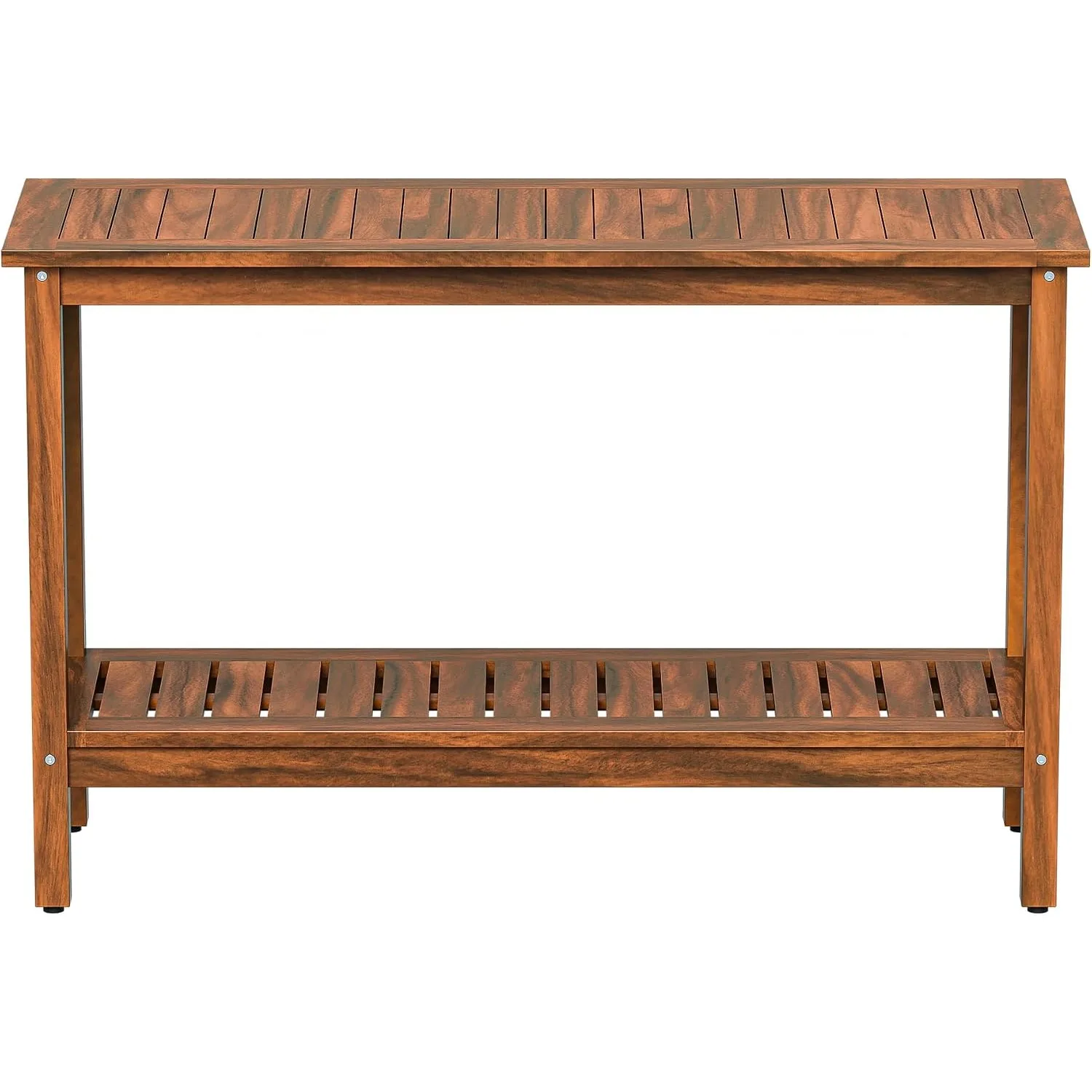 48in 2-Shelf Solid Wood Patio Side Table, Indoor Outdoor Buffet Bar Organizer , Customized