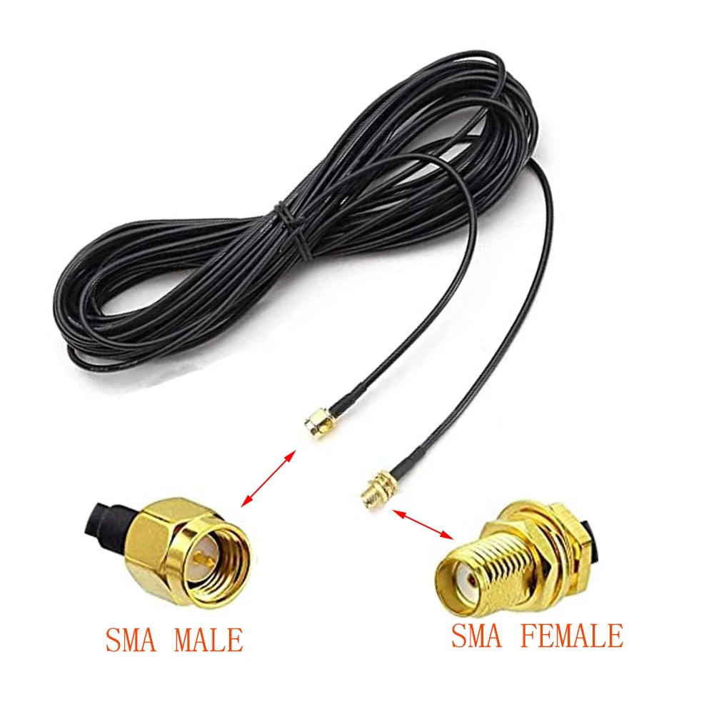 SMA Male Plug To SMA Female Nut Bulkhead Wifi Antenna Connector Extension RG174 Cable