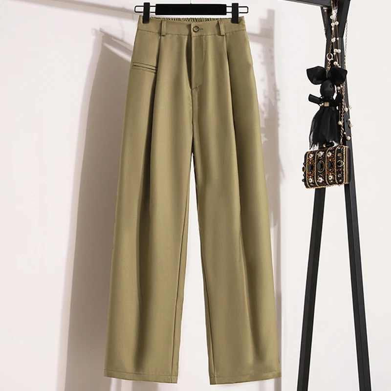 Suit Pants Women's Large Size Spring and Fall New Fashionable and Elegant Versatile Draped High-waisted Casual Straight Pants