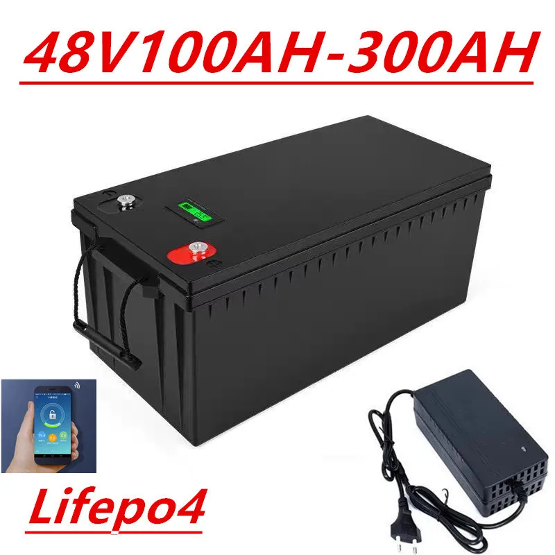 48V Lifepo4 Lithium Battery Pack 150Ah 200Ah 300Ah Bluetooth Parallel Solar System Compatible with 3000W 5000W 6000W Inverter