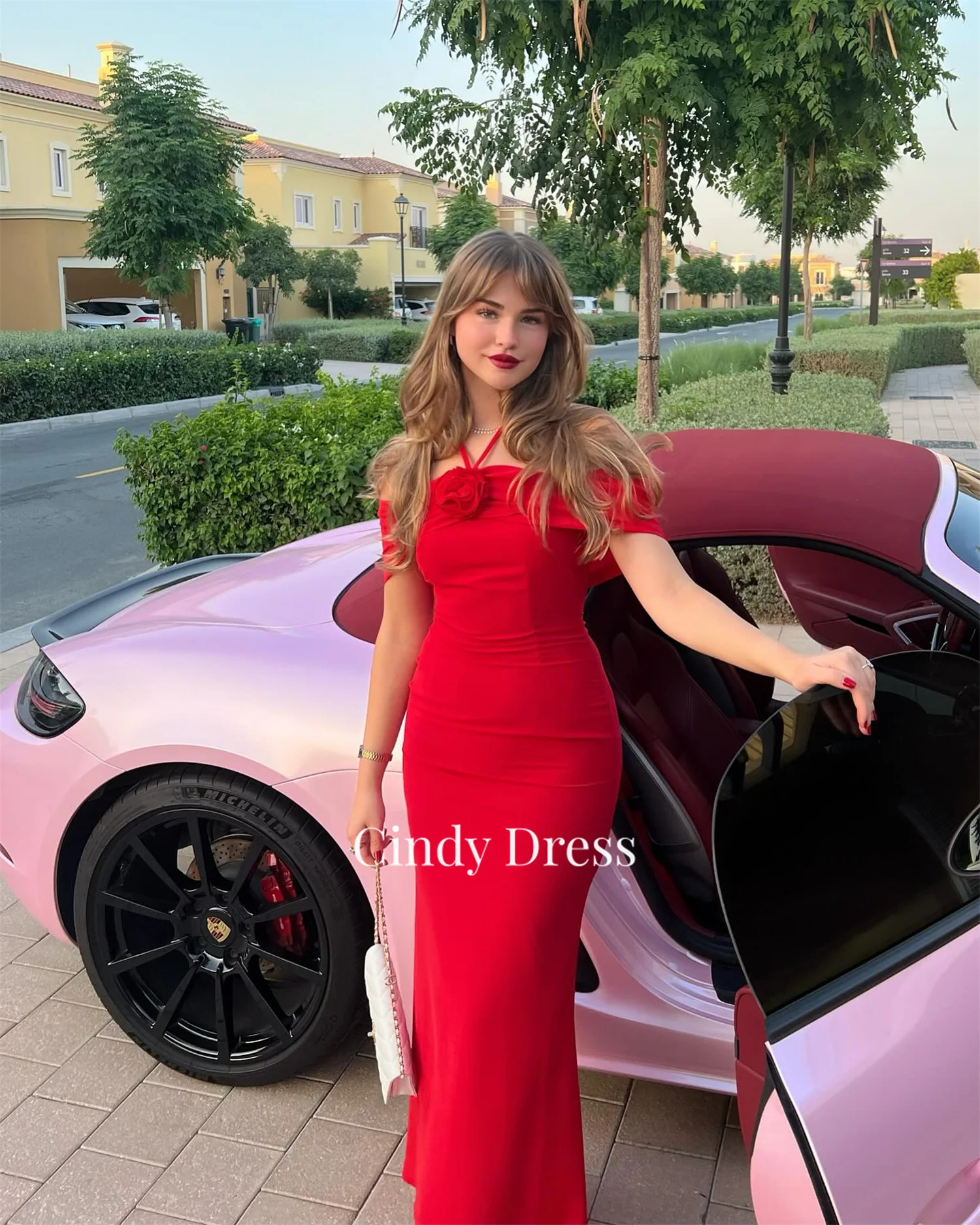 Cindy sereia vermelho gordinho elegante vestidos de festa 2024 para casamento noite mulher gala vestido de baile formatura luxuoso feminino saudita