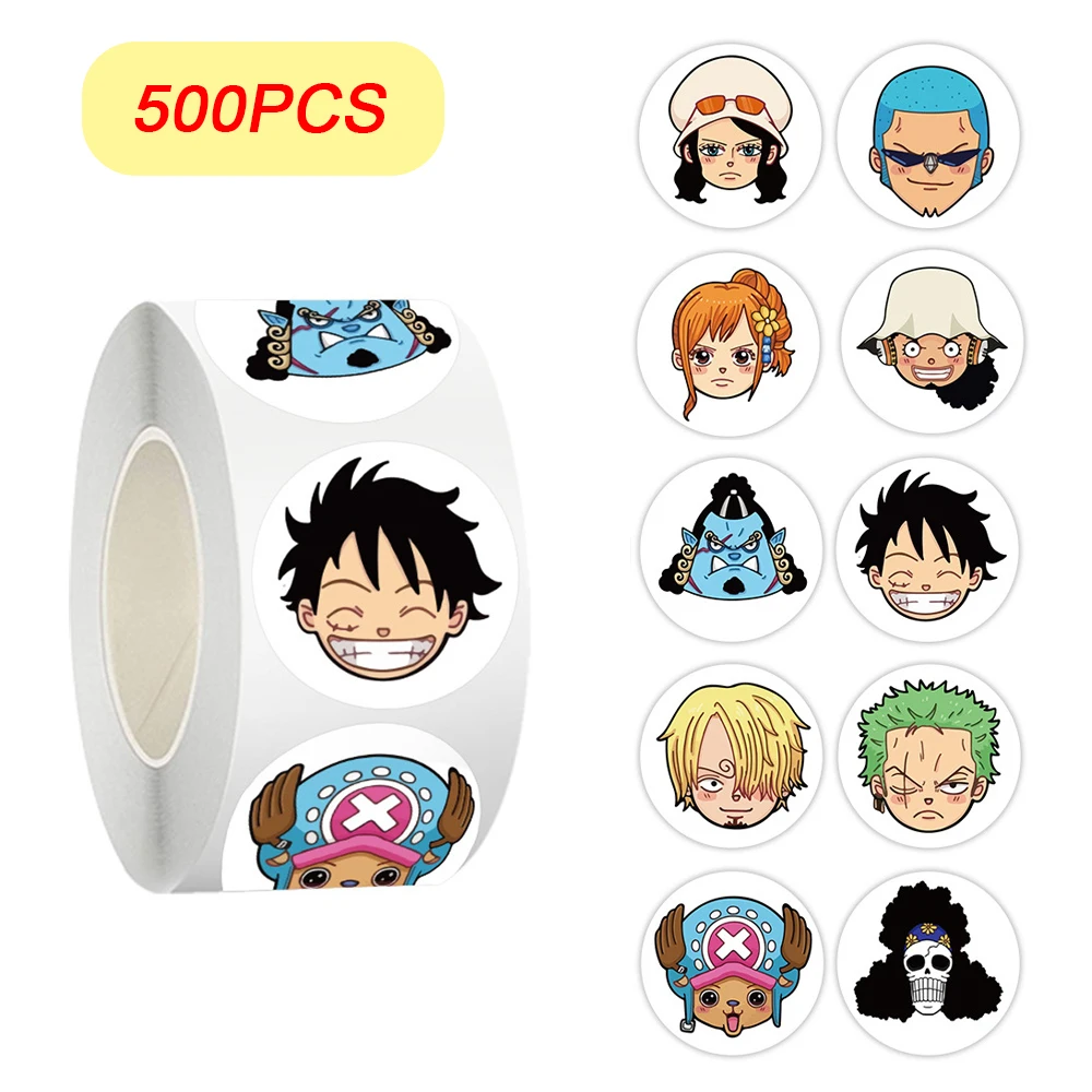 

500PCS Anime ONE PIECE Stickers Roll DIY Skateboard Phone Case Cool Cartoon Luffy Zoro Decoration Sealing Labels Decals