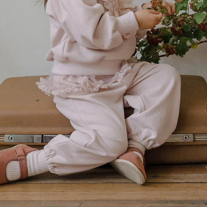 

2025 Autumn Korean Children and Girls Foreign Skirt Fake Two-piece Skirt Sweatpants Fashion Casual Baby
