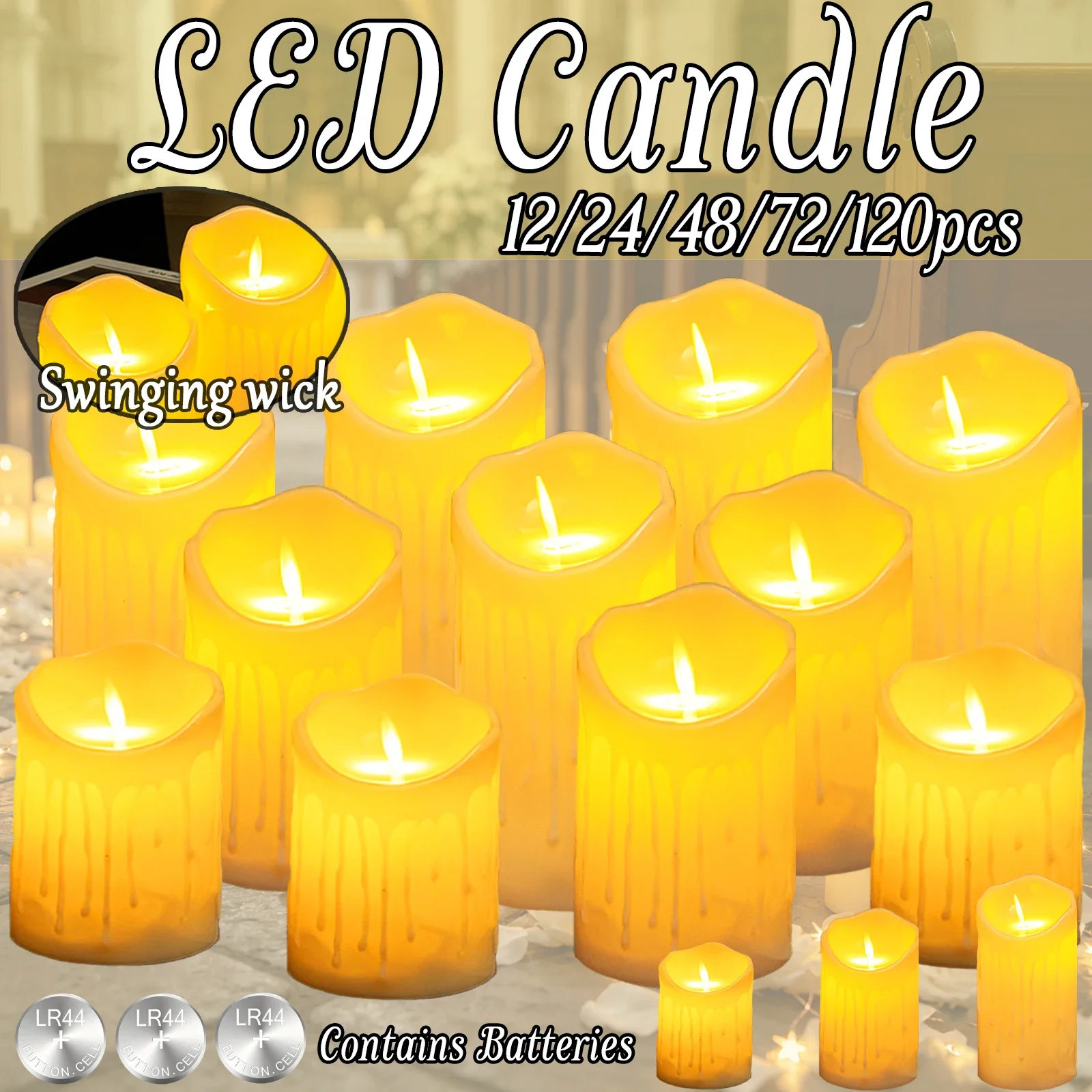 6-90PCS LED Candles Battery Operated Artificial Candles led Candle Flameless Wedding Decoration Concert Halloween Home Decor