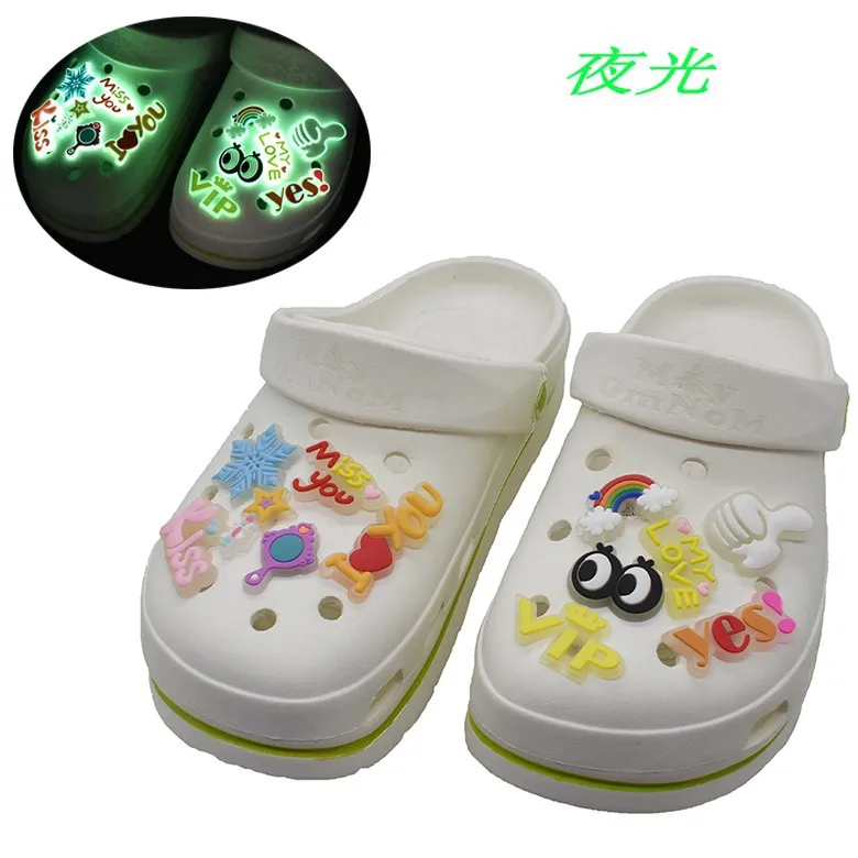 Luminous PVC Shoe Charms Accessories Cute HotAirBalloon Shoe Decoration Buckles Accessories for Clogs Sandals X-mas Gifts Buckle