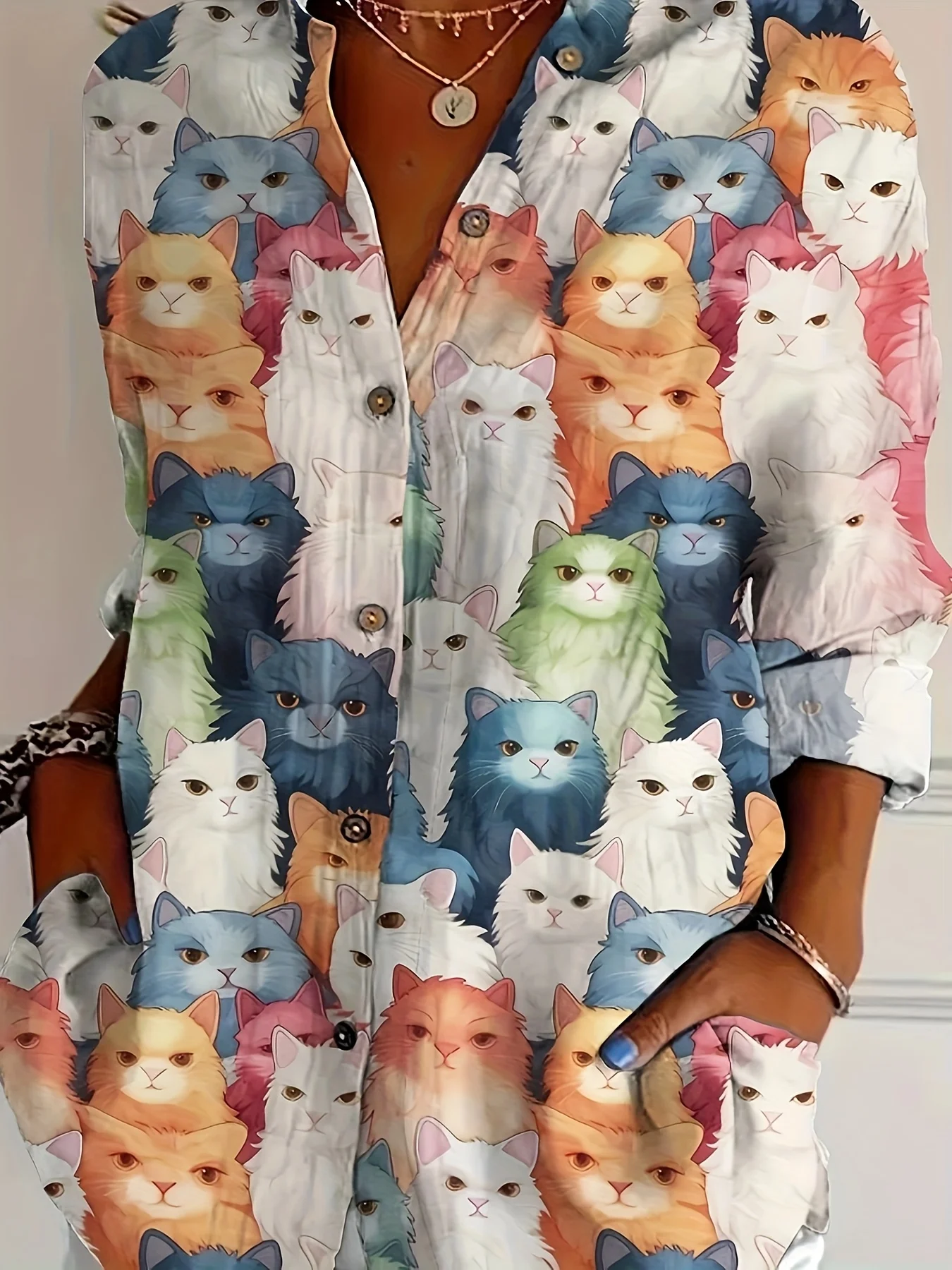 Camisa feminina plus size de primavera e verão