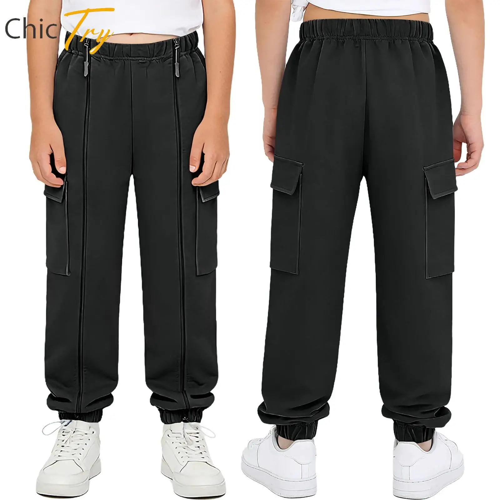 

Kids Boys Special Needs Adaptive Clothing Double Zippers Front Basketball Pants Sweatpants for Workout Running Cycling Sports