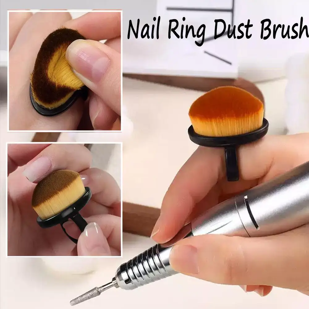 1/5pcs Nail Ring Dust Brush Mini Finger Ring Cleaning Brush Soft Bristles Nail Dust Remover Nail Dust Polishing Grinding Removal