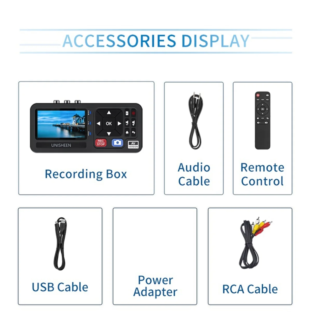 Imagem -05 - Unisheen-endoscópio Standalone Analógico Cvbs Rca Svideo Mp3 Gravador de Vídeo Câmera Usb Capture Card Box eu Plug Ur230a