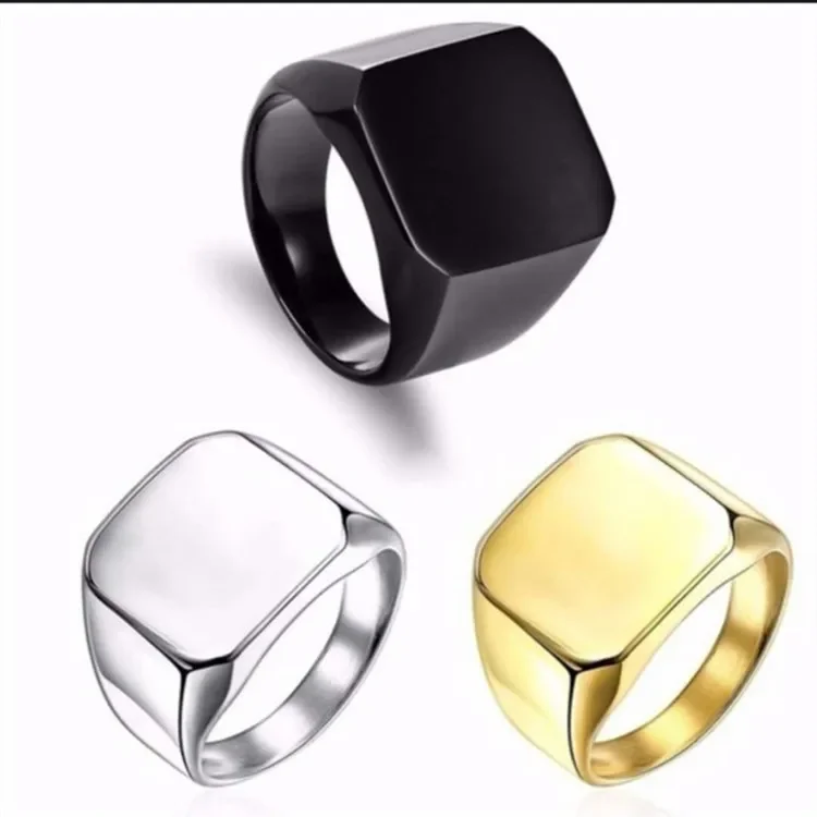 Anillos de negocios para hombres, joyería de lujo cuadrada brillante, venta al por mayor, nueva moda