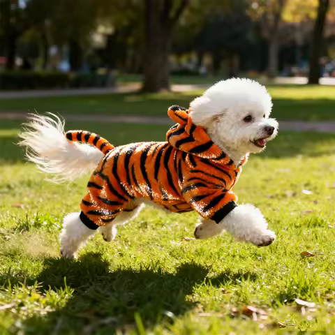 Warm Fleece Lined Tiger Dog Costume Winter Clothes for Bichon Dogs Cat Clothes Dog Hoodie Dog Costume Pet Costume Schnauzer