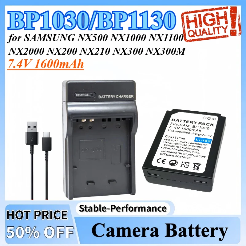 

7.4V BP1030 BP1130 BP-1030 Battery + Charger for SAMSUNG NX500 NX1000 NX1100 NX2000 NX200 NX210 NX300 NX300M L10 Camera Replace