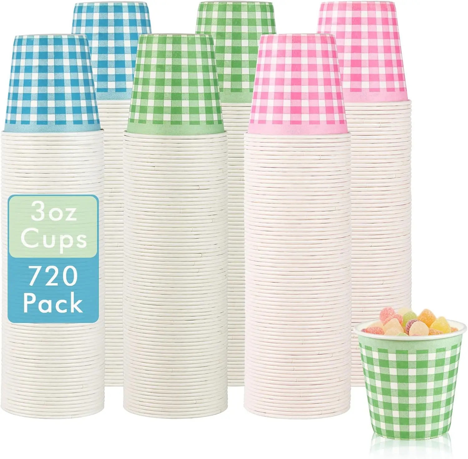 

720 Pack 3 oz Paper Cups, Colorful Disposable Bathroom Cups, Small Mouthwash Mugs for Home, Bathroom, Picnic, Party, and
