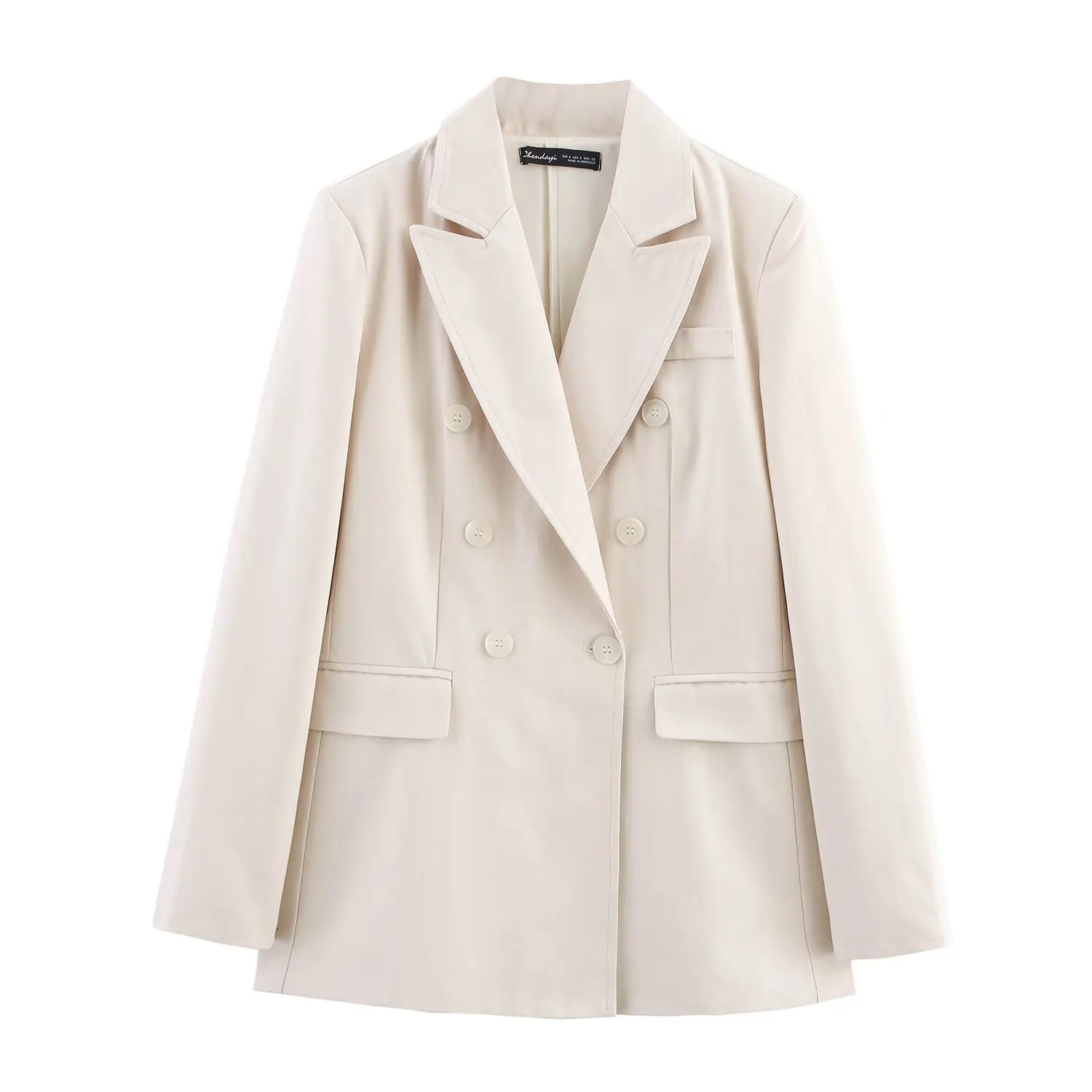 

2025 New Women's Clothing European and American Style Double-Breasted Lapel Long-Sleeved Loose Jacket
