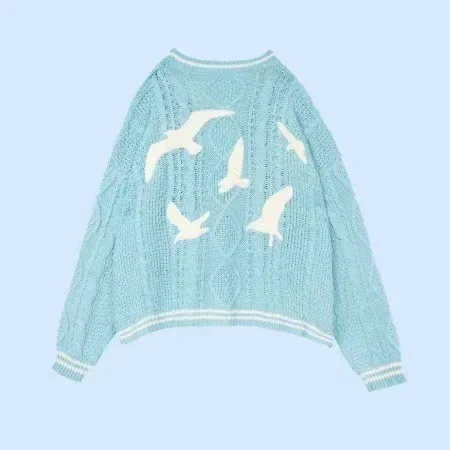 Taly Swif T 1989\'S Cardigan Pink Blue Seagull Jacket Sweater Y2k Top 001