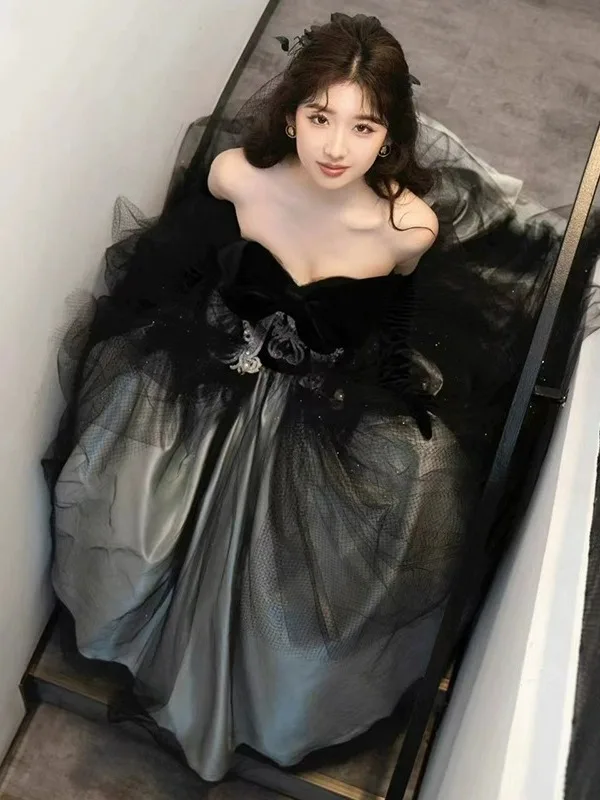 

Ele Bla Evening Gown Women's High-End Luxury Wedding Dr Prince Sle A-Line Skirt Long Dr for Performance