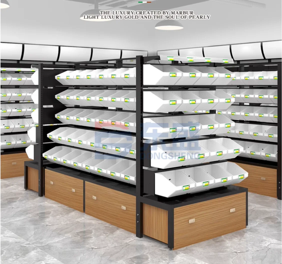 Snack shelves scattered supermarket grocery store convenience store steel and wood multi-layer display shelf biscuit candy shelf