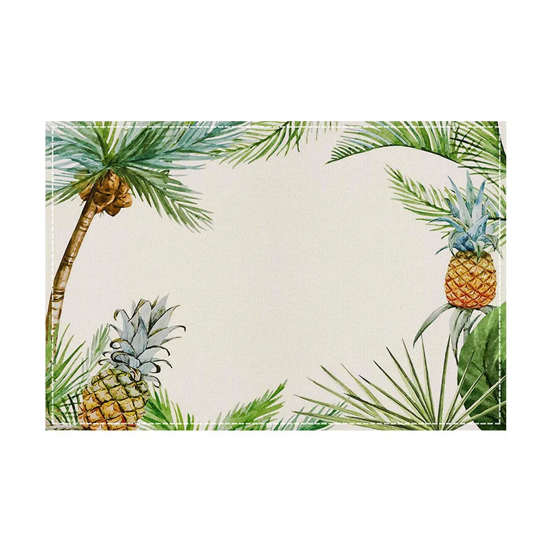 VIKAMA Coastal Linen Placemats Printed, Beach Square Table Mats Heat Resistant, Custom Kitchen Dining Decor