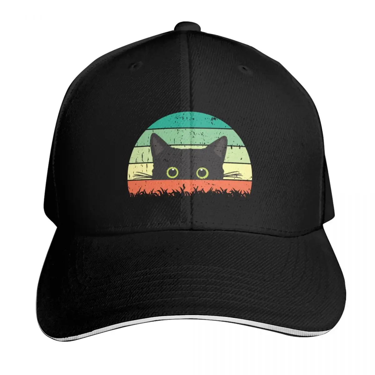 Black Cat Peeking Baseball Cap Curved Brim Classic Fit Low Profile Unstructured Unisex for Men Women