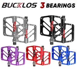 BUCKLOS 3 Bearings Bicycle Pedals Ultralight CNC Non-Slip MTB Pedals Aluminum Alloy Flat Pedals Waterproof Bicycle Accessories