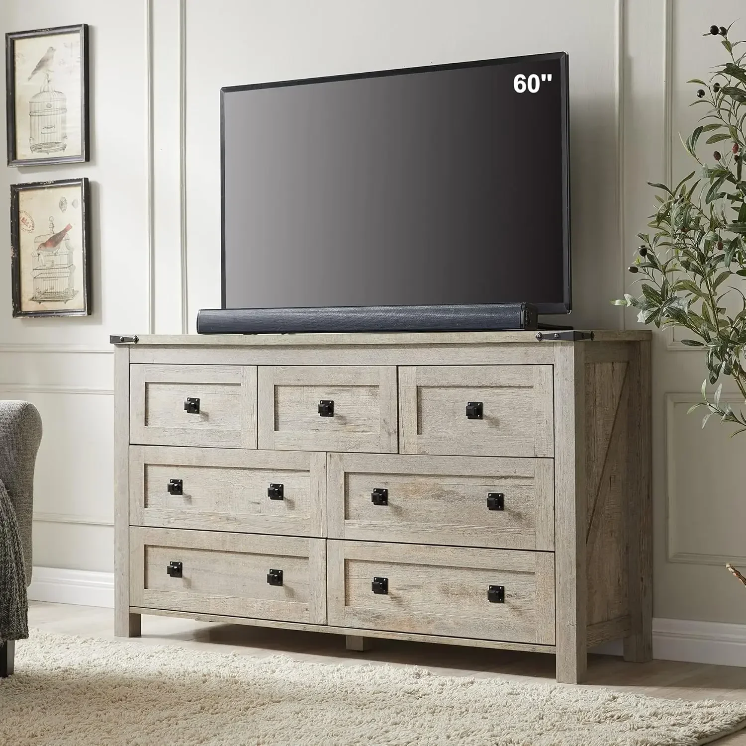 

7 Drawers Tv , Wood Rustic , Storage Dressers Organizer