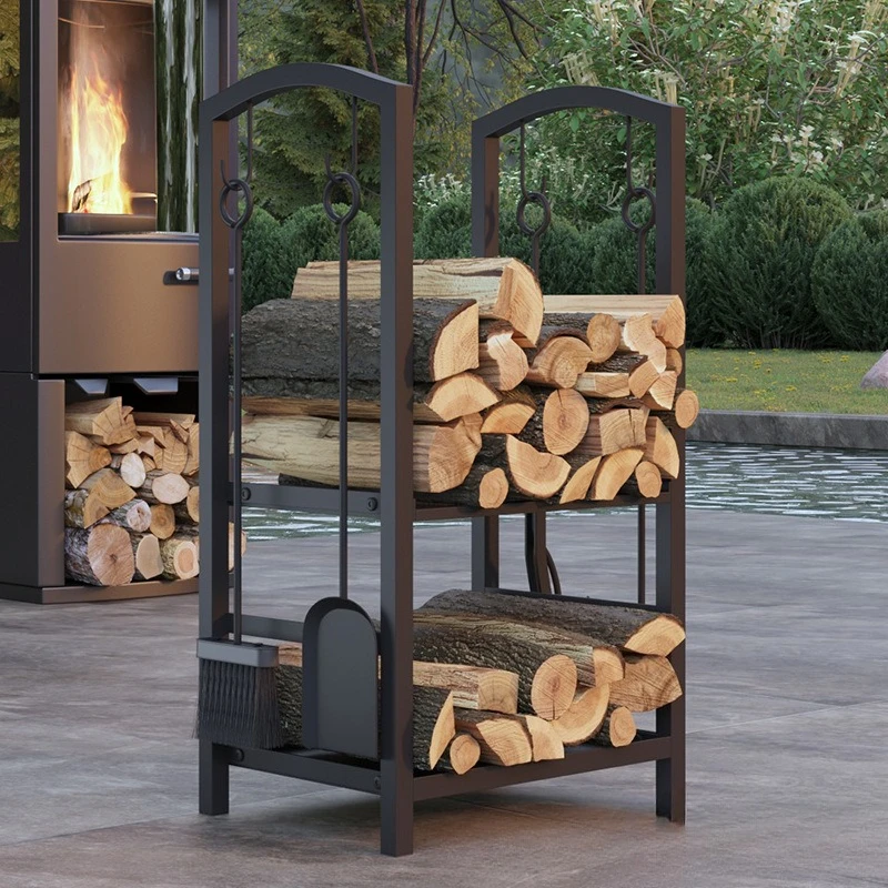 Wrought Iron Oven Tools, Fireplace Rack Accessories, Firewood Rack, Stove Tools Four-piece Set, Firewood Rack Rack