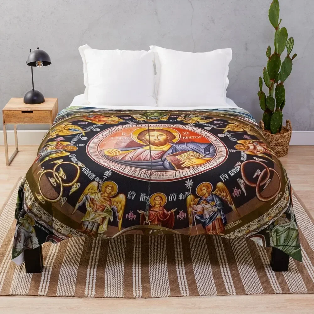 

Jesus Christ Greek Church Ceiling Art Photograph Throw Blanket Comforter For Sofa Thin Fashion Sofas Luxury Thicken Blankets