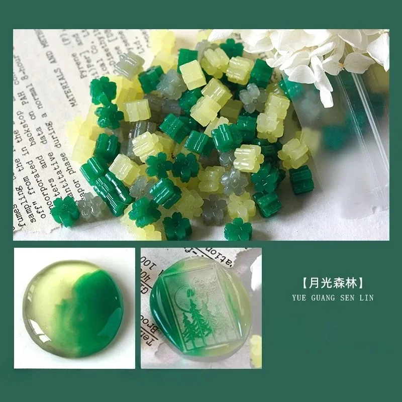 60 stks Semi Transparante Jade Kleur Lakzegel Stempel Deeltjes Sakura Vorm Wax Materiaal DIY Handboek Wenskaart Afdichting Tool