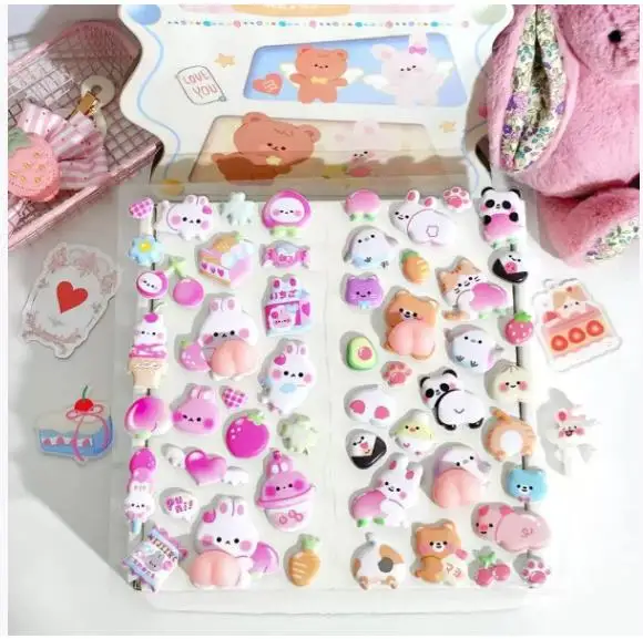 

3D милый кролик персик наклейка каваи животные Squishy Fidget DIY наклейка для чехла для телефона скрапбук забавный подарок для снятия стресса