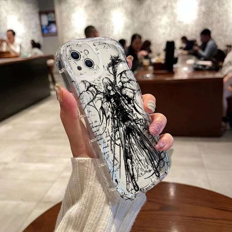 Bloodsacrifice Black Angel Death Demon 3D Wave Case For Samsung A73 A72 A71 A55 A54 A53 A33 A25 A15 A14 A13 A05 A04 A03 4G 5G