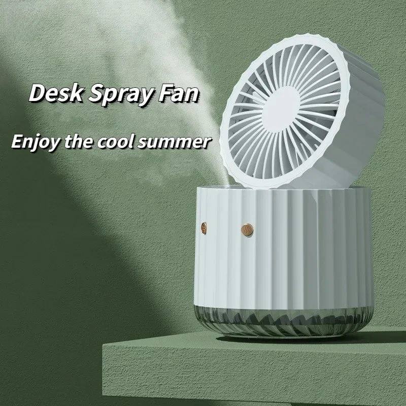 

Portable Desktop Water-cooled Fan USB Rechargeable 1200mAh Mute Cooler Fans Office Home 3 Gear Speed Mini Electric Spray Fans