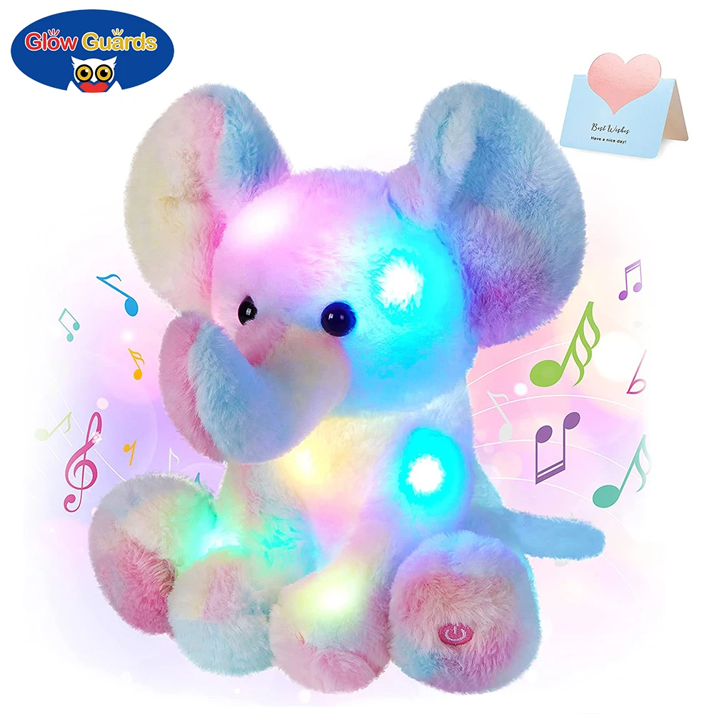 

20-60cm Kawaii Luminous Stuffed Animal Rainbow Elephant Glow Plush Toys with LED Night Music Lights Lullabies Gifts for Kids