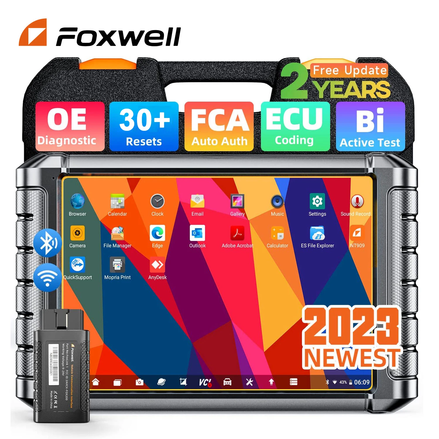 

2024 Elite FOXWELL NT909 Car OBD2 Scanner Full System Scan ECU Coding 30+ Reset FCA AutoAuth Active Test OBD2 Automotive Scanner