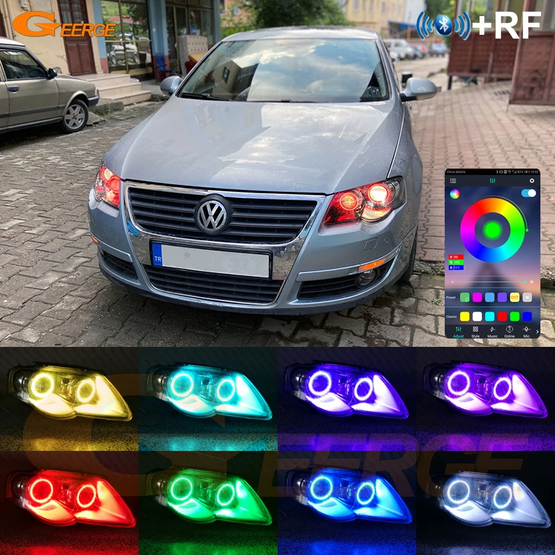 

For Volkswagen VW Passat B6 Magotan 2005 - 2009 2010 Bluetooth App Ultra Bright Multi Color RGB Led Angel Eyes Kit Halo Rings