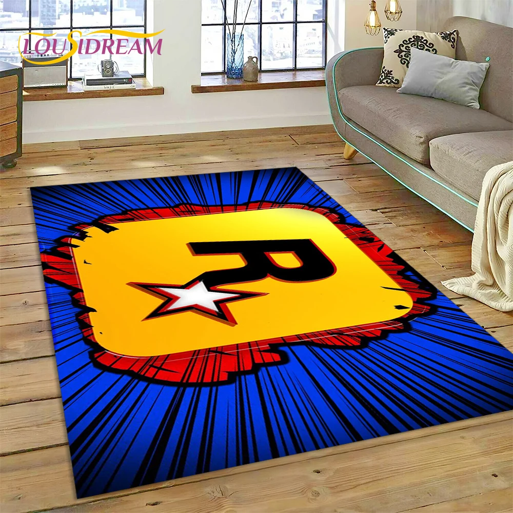 3D Rockstar Games Logo Gamer Carpet Rug for Bedroom Living Room Home Sofa Decoration,Children Play Large Decor Floor Mat Gift