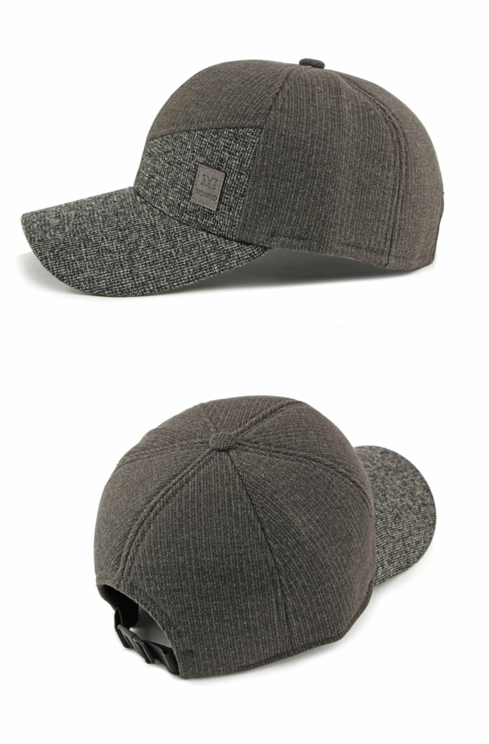 HT5011 Winter-Baseballmütze, dicke, warme, mit Fleece gefütterte Mütze für Männer und Frauen, Woll-Baseballmützen mit Ohrenklappen, verstellbare Vater- und Papa-Mütze – Detail 12
