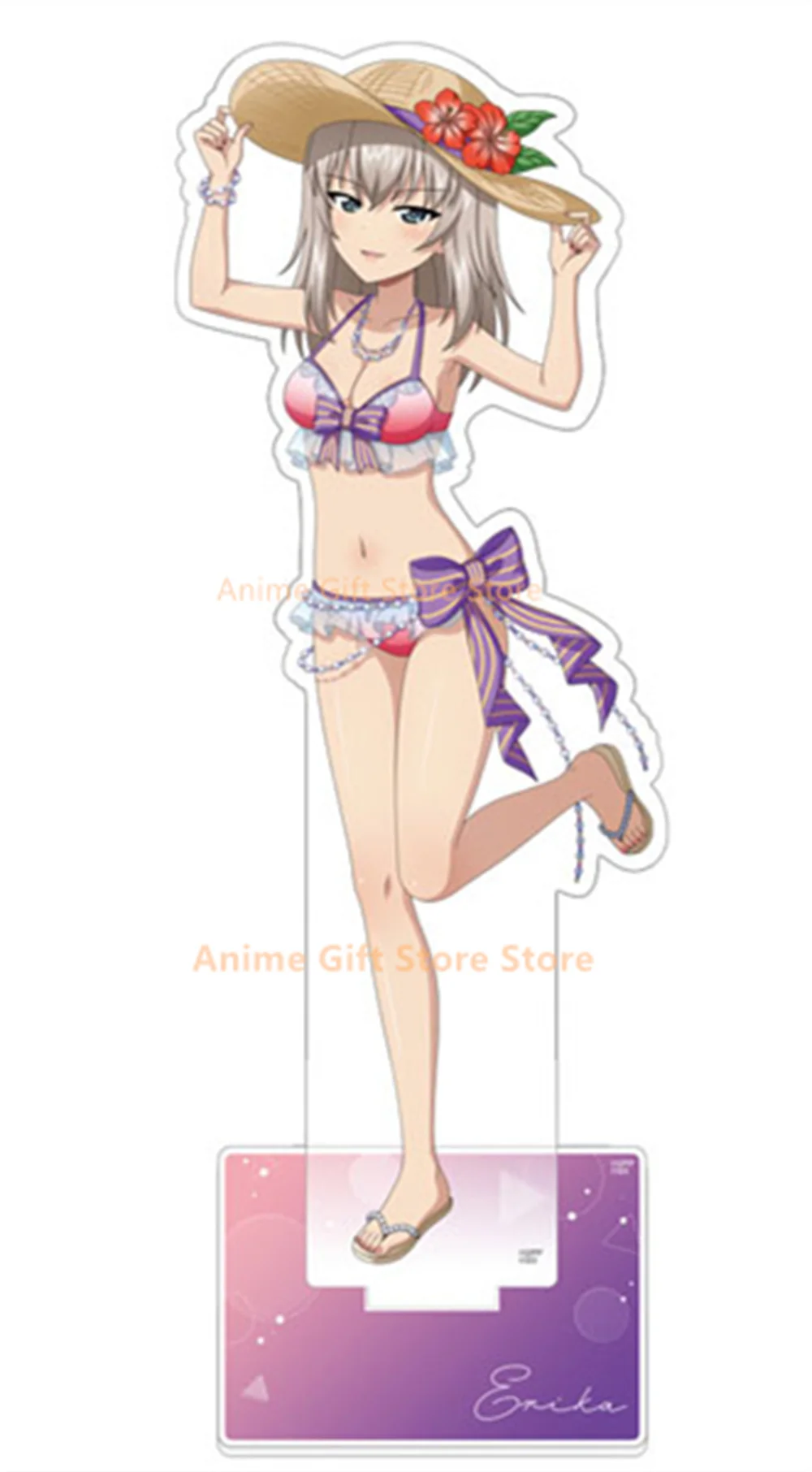 لطيف أنيمي الفتيات وبانزر قوس الاكريليك نموذج عن طريق البحر اللعب سطح المكتب زخرفة 15 سنتيمتر مروحة هدية