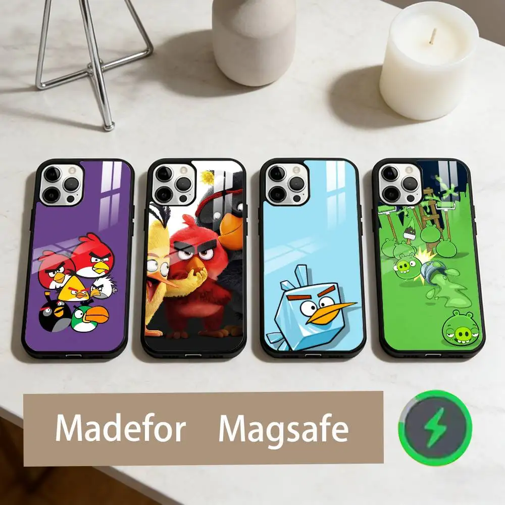 

A-Angrys C-CartoonS Birds Phone Case For iPhone17,16,15,14,13,12,11 Plus,Pro Max Magnetic For Magsafe Wireless Charging