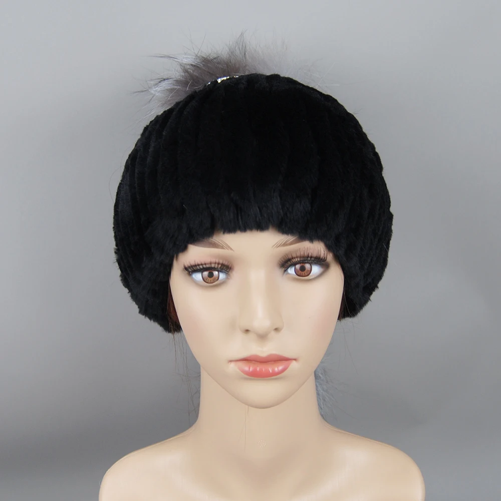 Bonnet Skullies en Fourrure Naturelle de Lapin Rex pour Femme et Fille, Chapeau Triblockchain en Vraie Fourrure de Renard, Tendance Russe, 2024